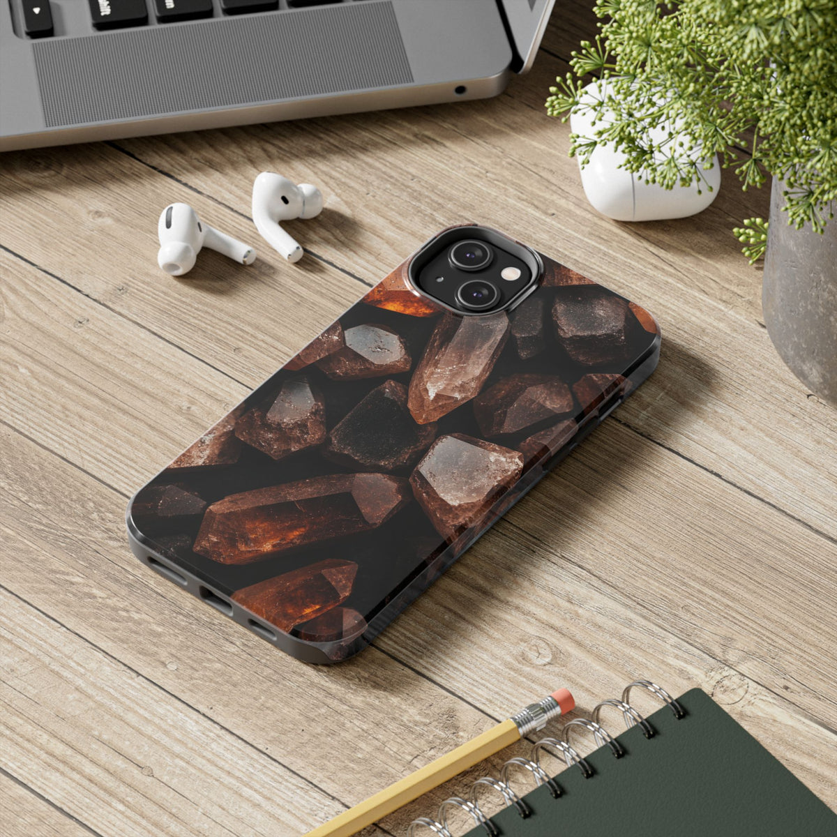 Fundas Premium MINUX para iPhone y Samsung Galaxy - Raw Amber Crystals