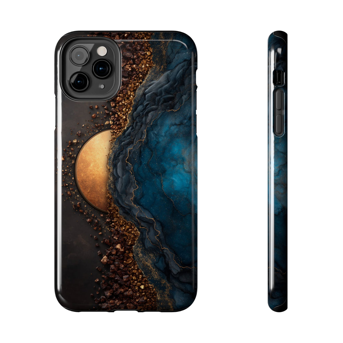 Funda Premium MINUX para iPhone y Samsung Galaxy - Dark Marble Gold 002
