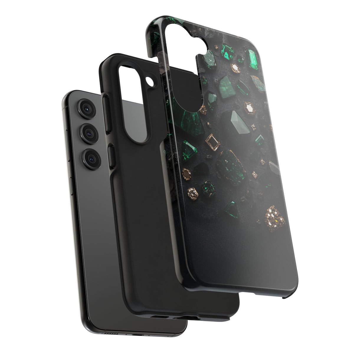 Fundas Premium MINUX para iPhone y Samsung Galaxy - Emerald Obsidian Treasure