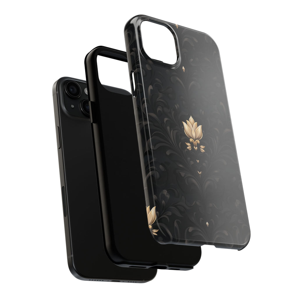 Fundas Premium MINUX para iPhone y Samsung Galaxy - Black Gold Fleur Pattern
