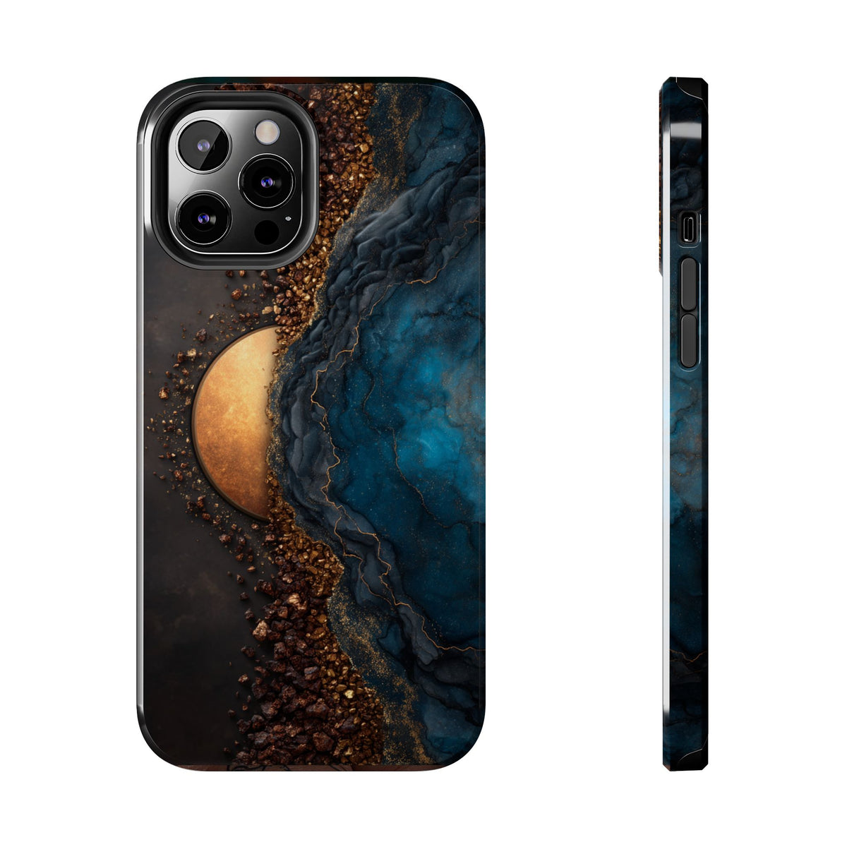 Funda Premium MINUX para iPhone y Samsung Galaxy - Dark Marble Gold 002