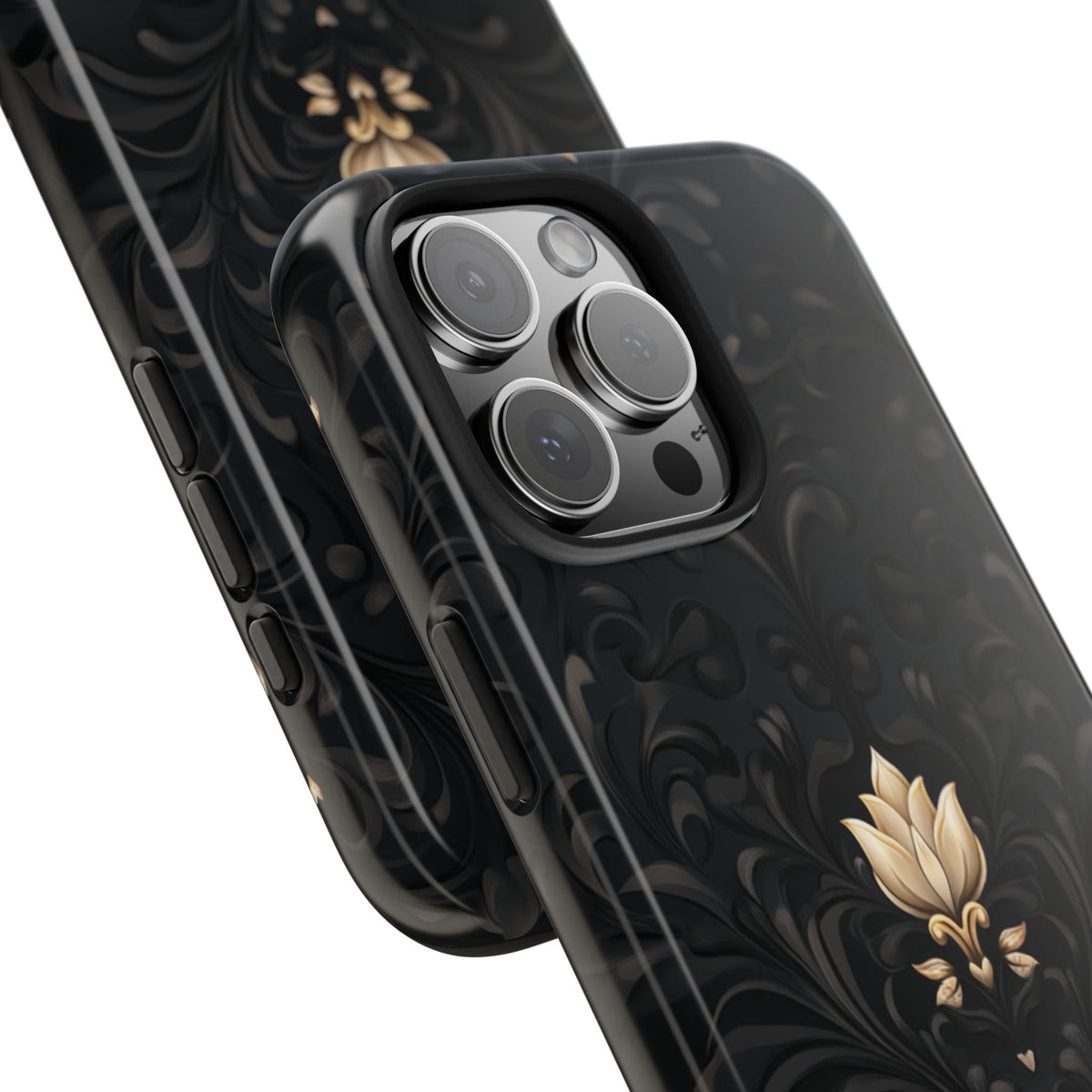 Fundas Premium MINUX para iPhone y Samsung Galaxy - Black Gold Fleur Pattern