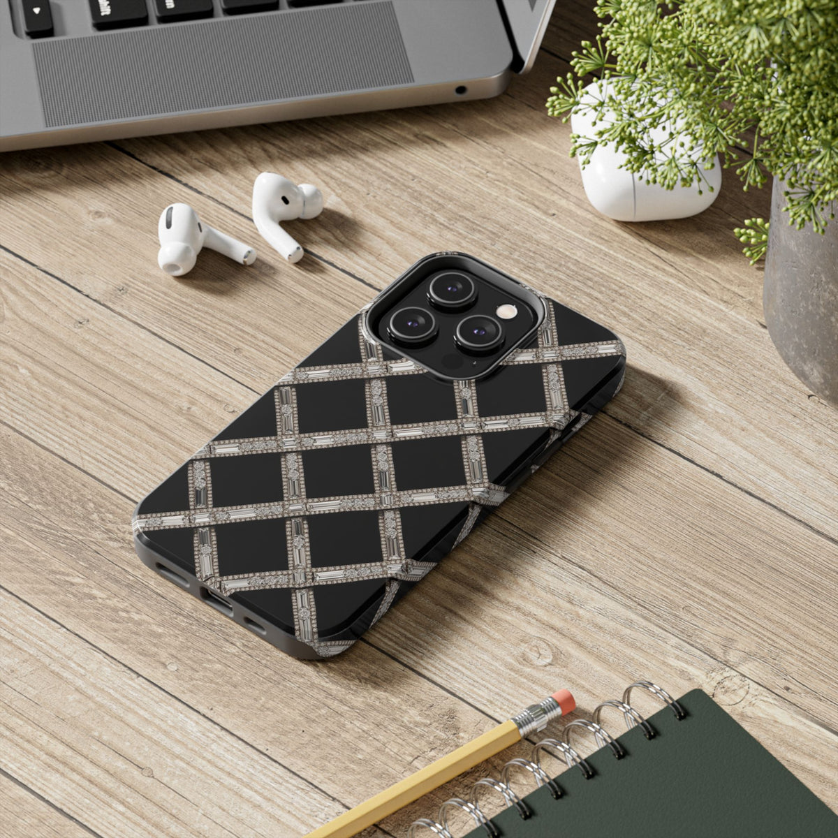 Fundas Premium MINUX para iPhone y Samsung Galaxy - Silver Diamond Lattice