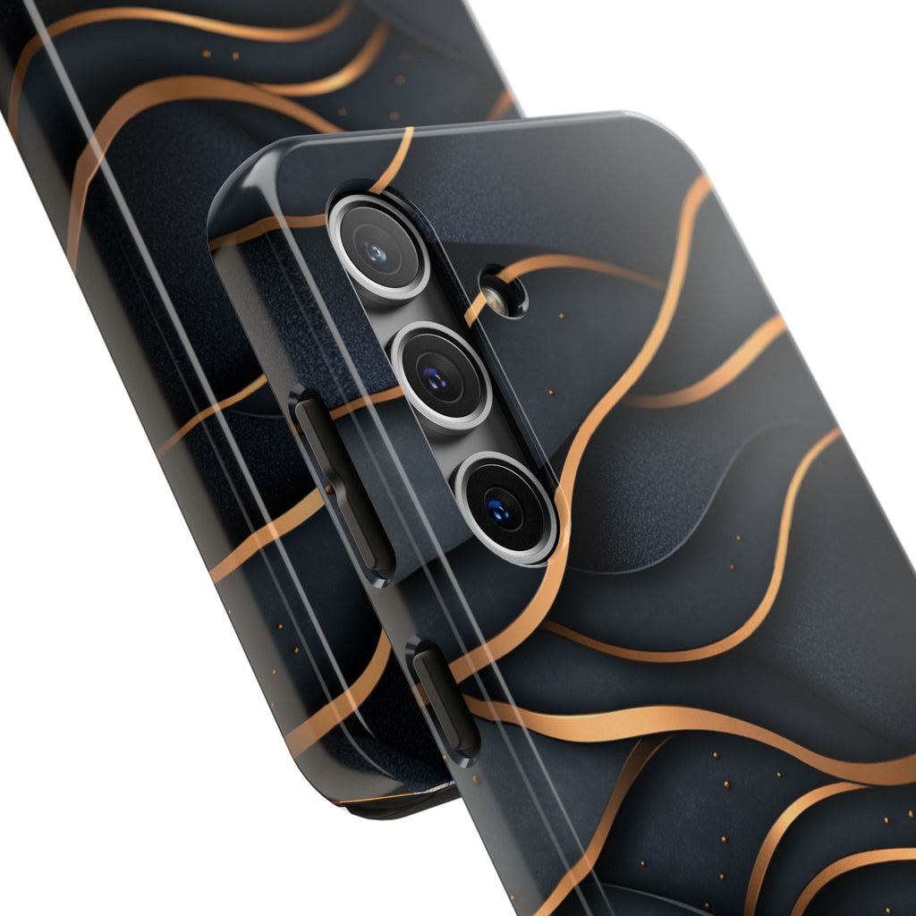 Fundas Premium MINUX para iPhone y Samsung Galaxy - Golden Wave Obsidian