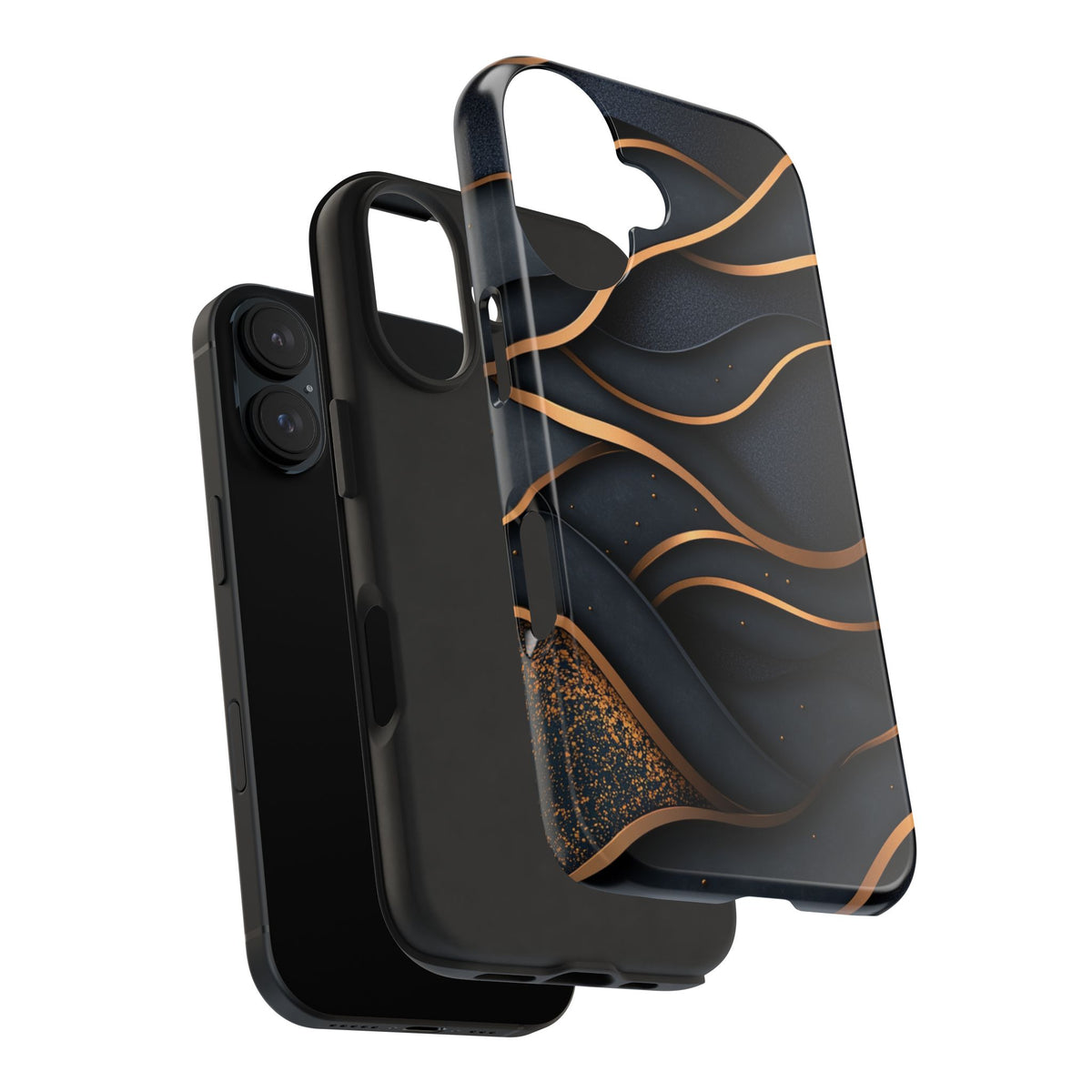 Fundas Premium MINUX para iPhone y Samsung Galaxy - Golden Wave Obsidian
