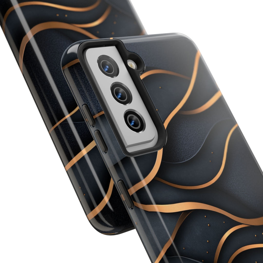 Fundas Premium MINUX para iPhone y Samsung Galaxy - Golden Wave Obsidian