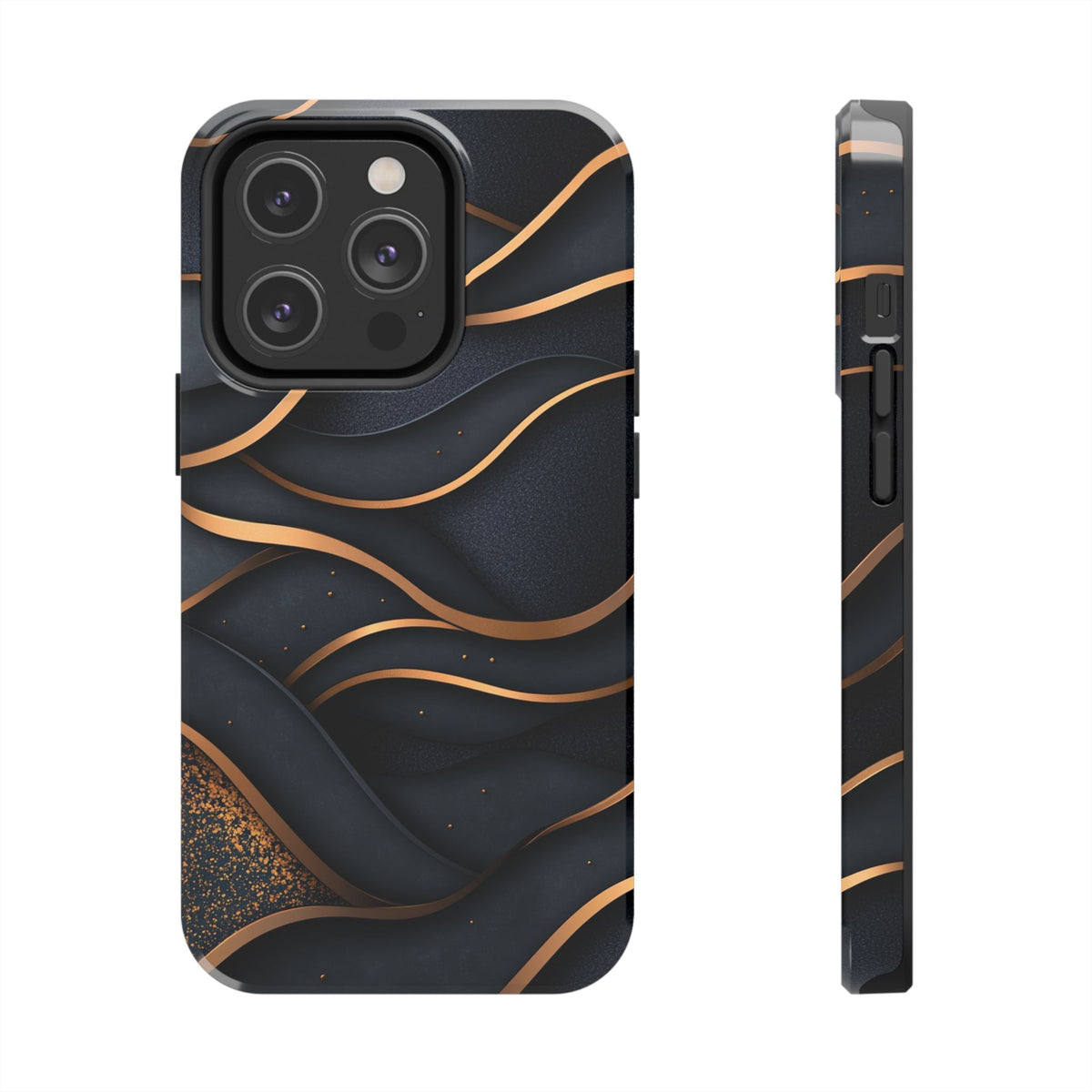 Fundas Premium MINUX para iPhone y Samsung Galaxy - Golden Wave Obsidian