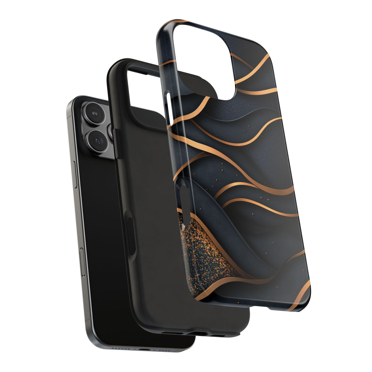 Fundas Premium MINUX para iPhone y Samsung Galaxy - Golden Wave Obsidian