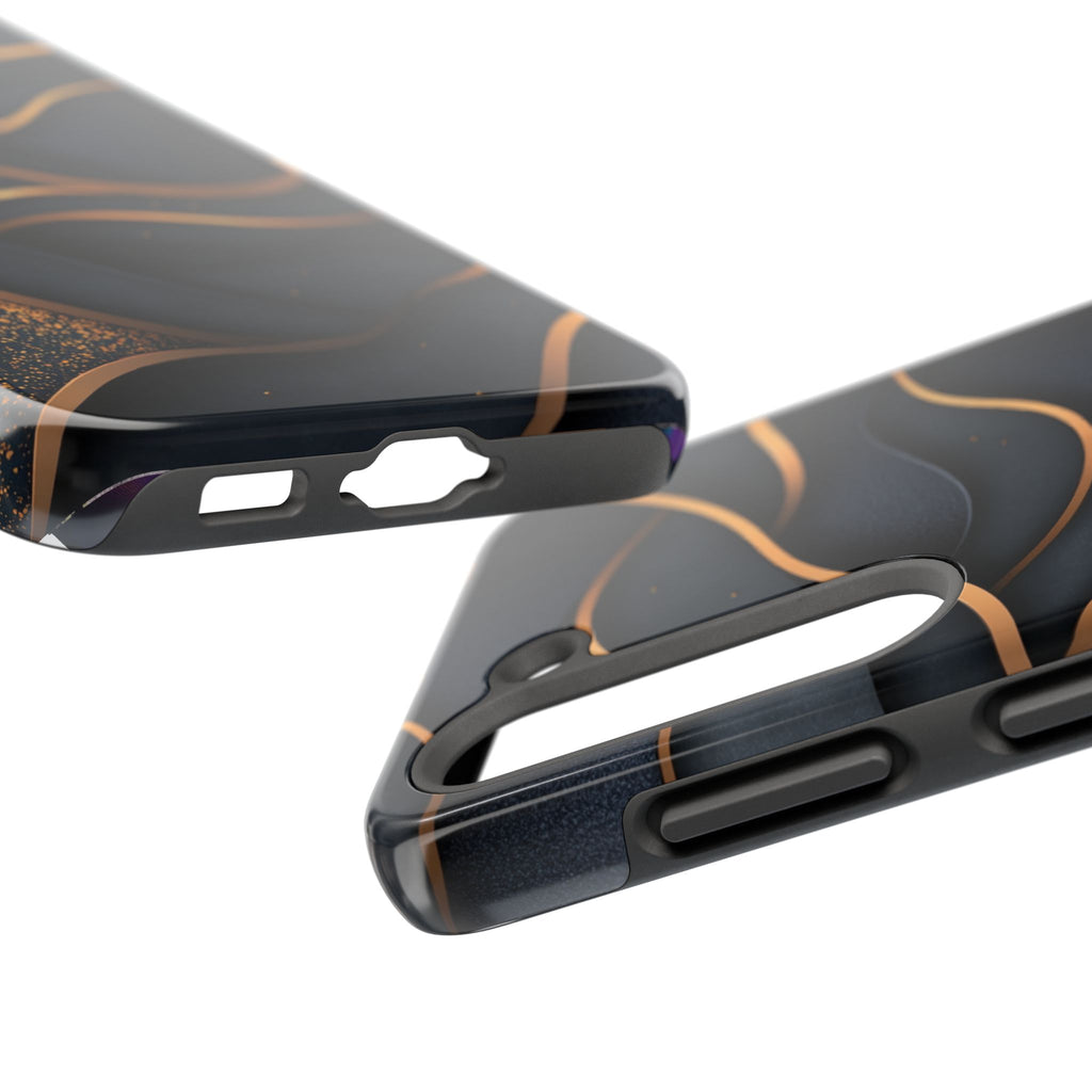 Fundas Premium MINUX para iPhone y Samsung Galaxy - Golden Wave Obsidian