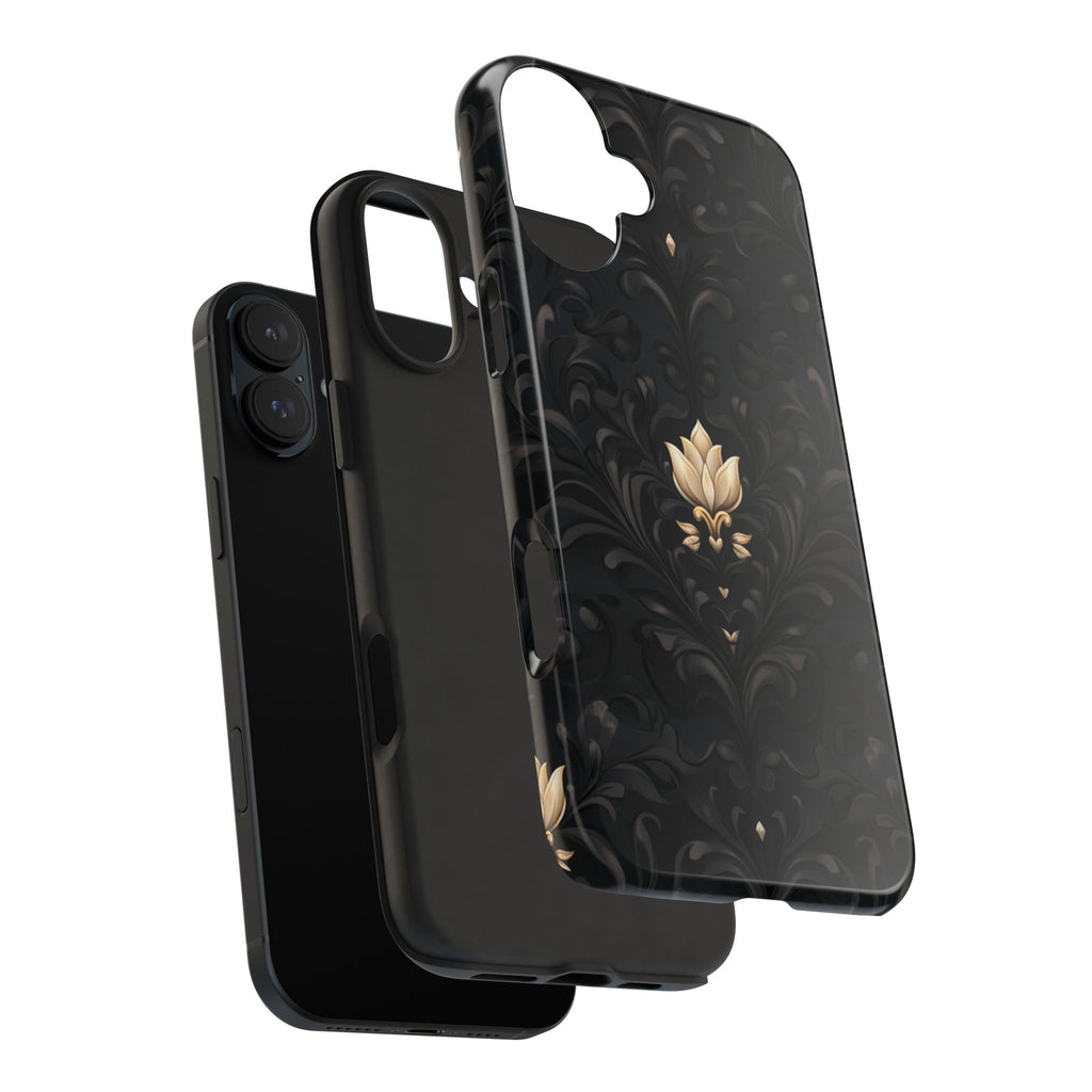 Fundas Premium MINUX para iPhone y Samsung Galaxy - Black Gold Fleur Pattern