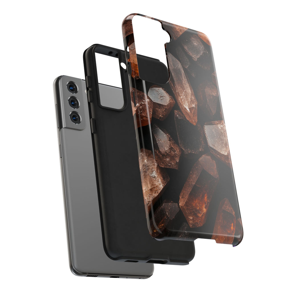 Fundas Premium MINUX para iPhone y Samsung Galaxy - Raw Amber Crystals