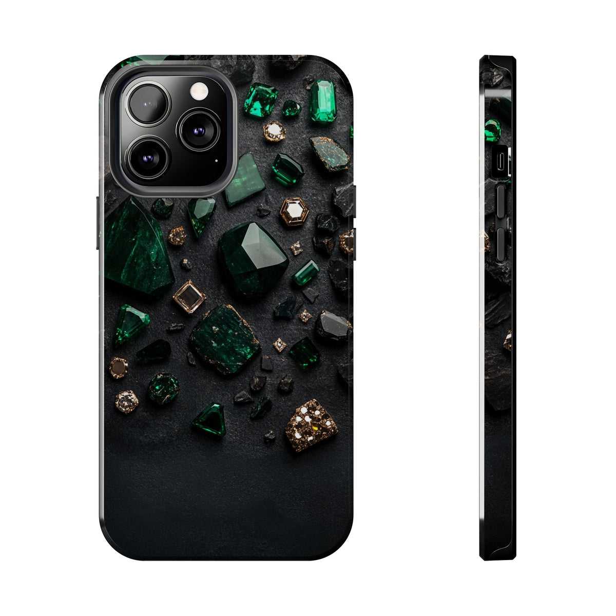 Fundas Premium MINUX para iPhone y Samsung Galaxy - Emerald Obsidian Treasure