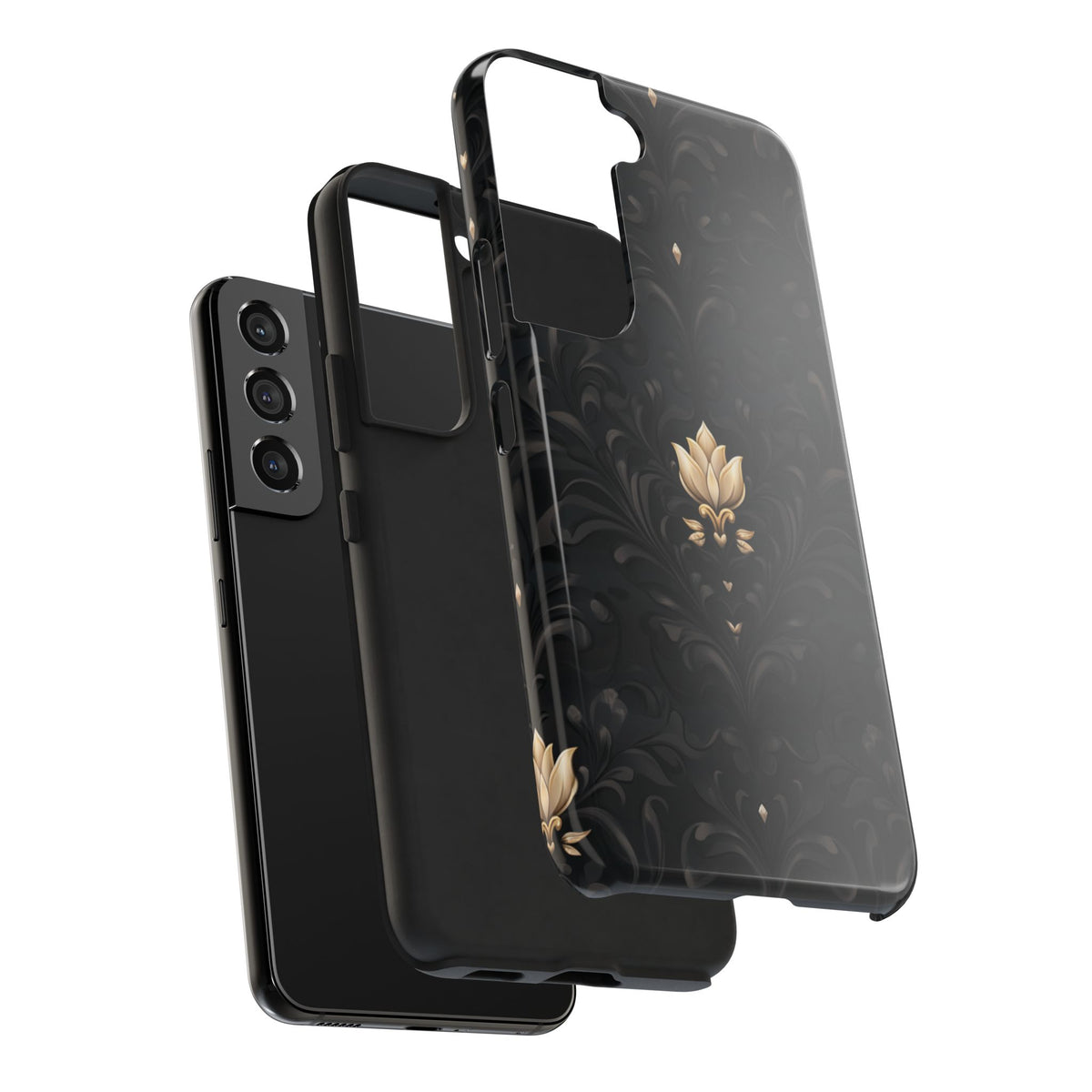 Fundas Premium MINUX para iPhone y Samsung Galaxy - Black Gold Fleur Pattern