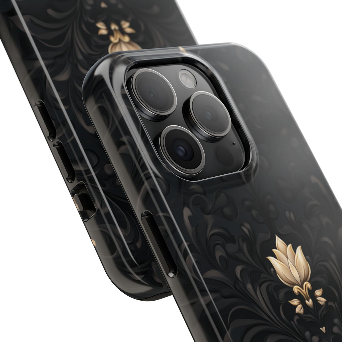 Fundas Premium MINUX para iPhone y Samsung Galaxy - Black Gold Fleur Pattern