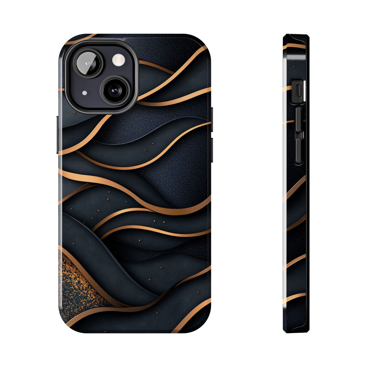 Fundas Premium MINUX para iPhone y Samsung Galaxy - Golden Wave Obsidian
