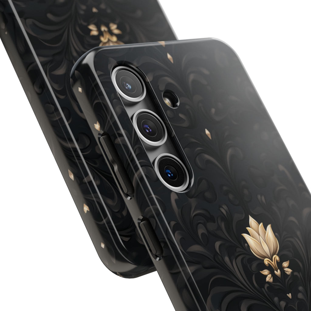 Fundas Premium MINUX para iPhone y Samsung Galaxy - Black Gold Fleur Pattern