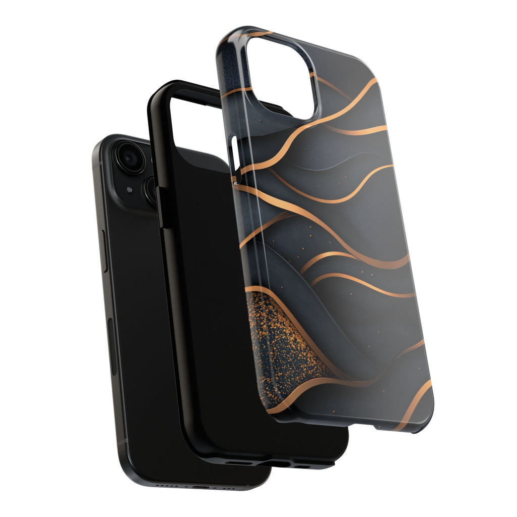 Fundas Premium MINUX para iPhone y Samsung Galaxy - Golden Wave Obsidian