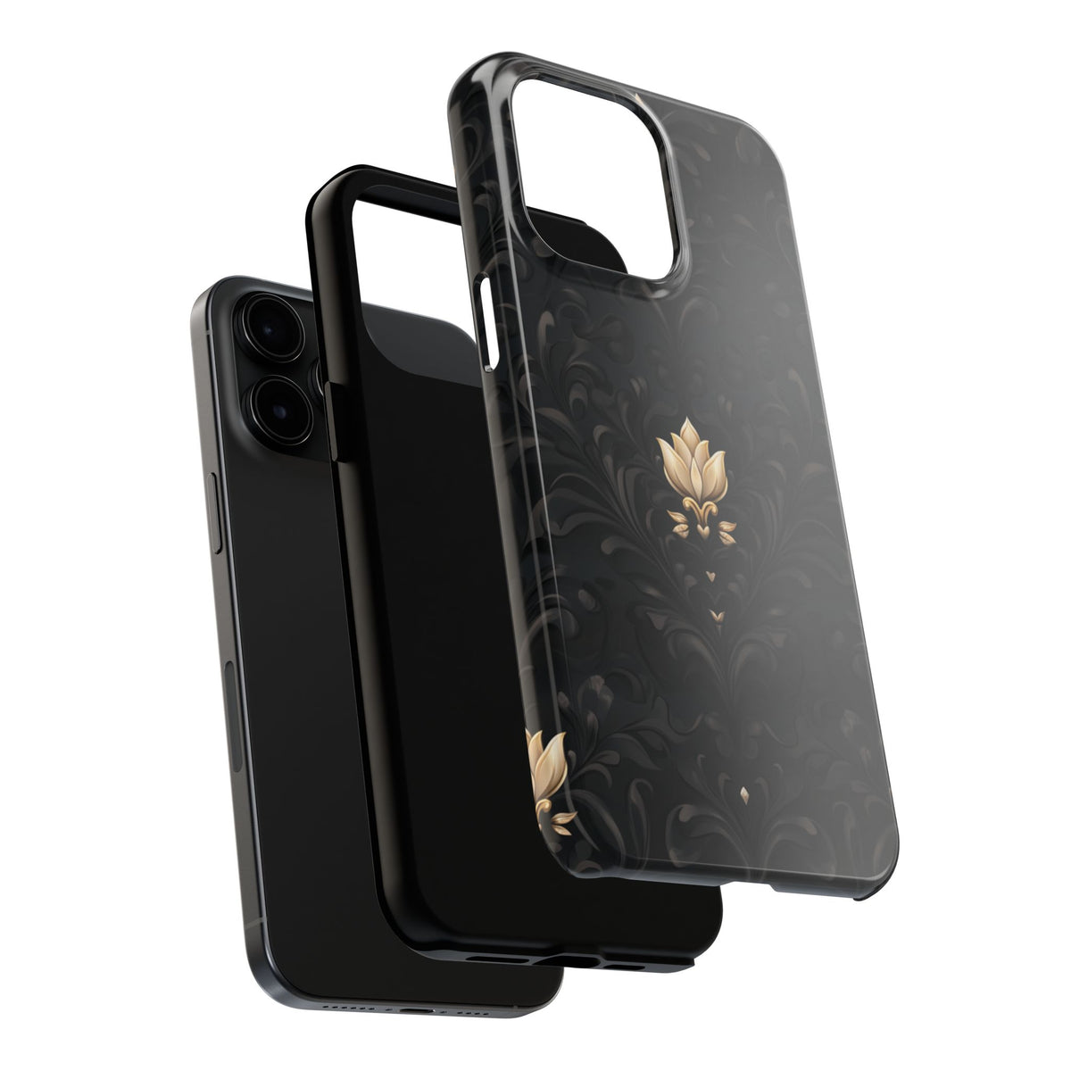 Fundas Premium MINUX para iPhone y Samsung Galaxy - Black Gold Fleur Pattern