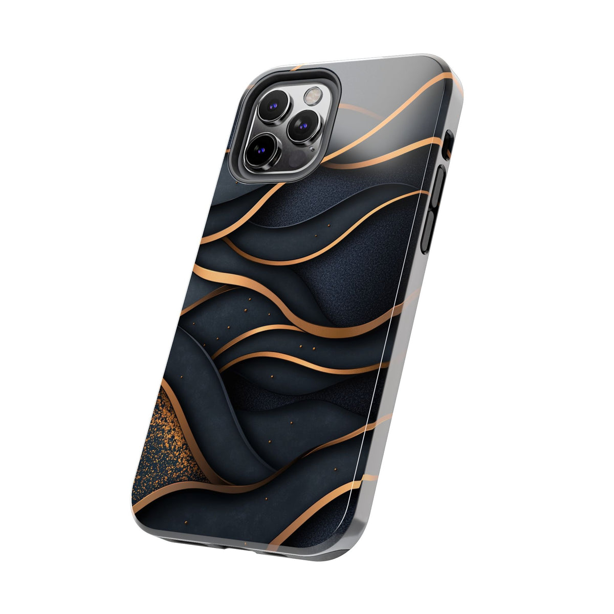 Fundas Premium MINUX para iPhone y Samsung Galaxy - Golden Wave Obsidian