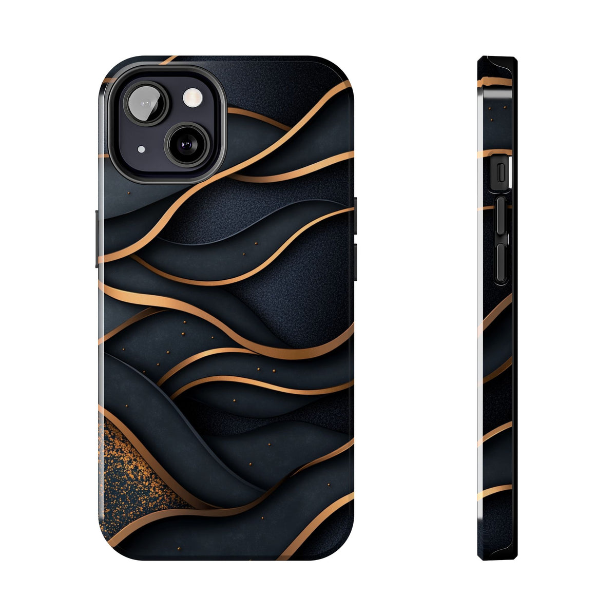 Fundas Premium MINUX para iPhone y Samsung Galaxy - Golden Wave Obsidian