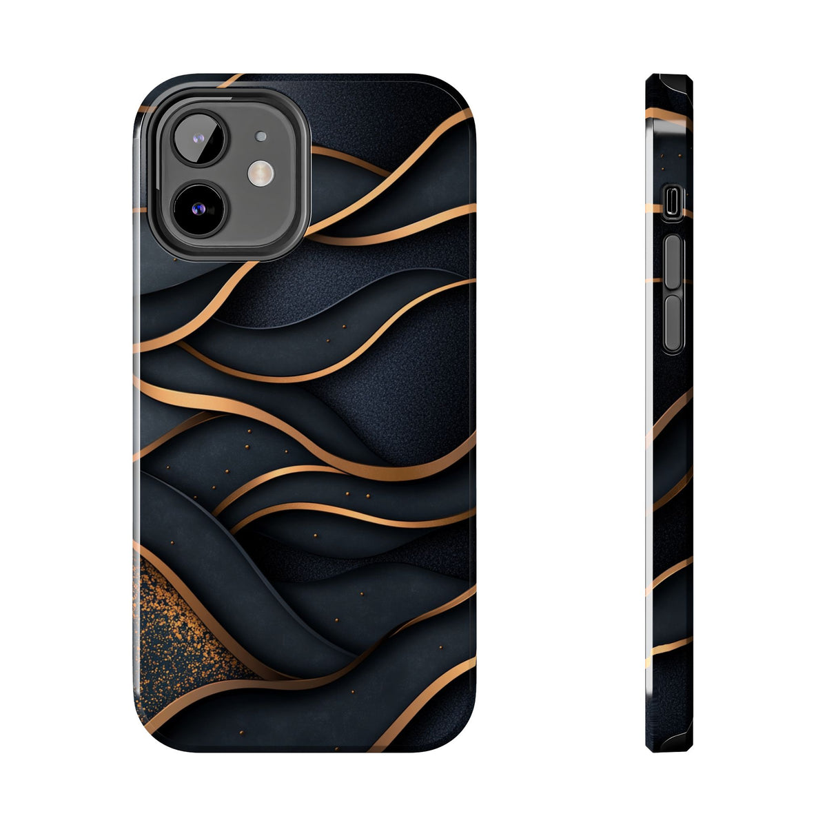 Fundas Premium MINUX para iPhone y Samsung Galaxy - Golden Wave Obsidian