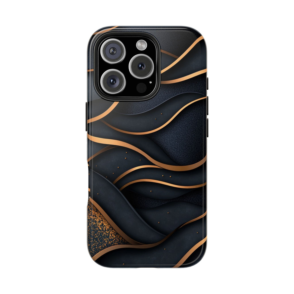 Fundas Premium MINUX para iPhone y Samsung Galaxy - Golden Wave Obsidian