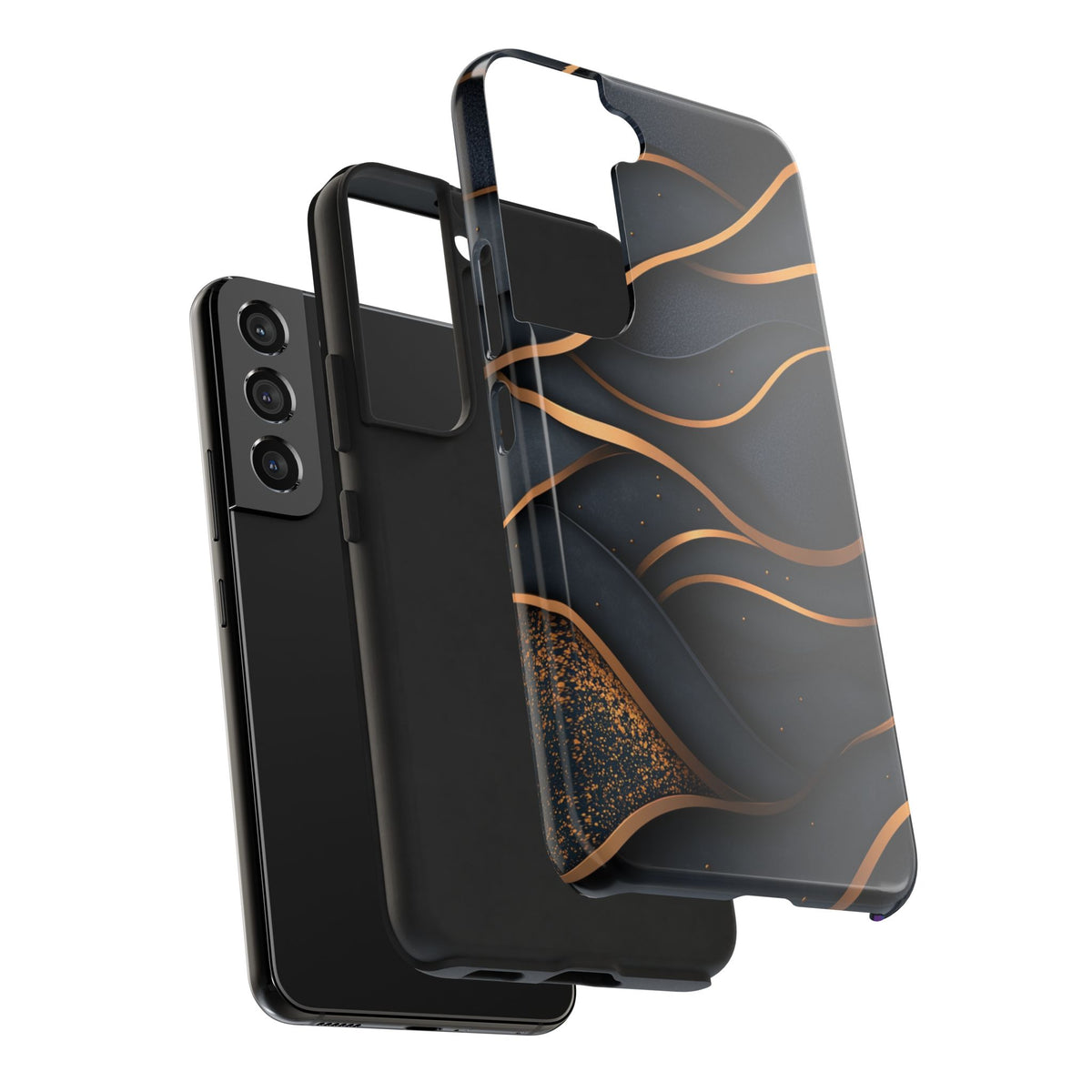 Fundas Premium MINUX para iPhone y Samsung Galaxy - Golden Wave Obsidian