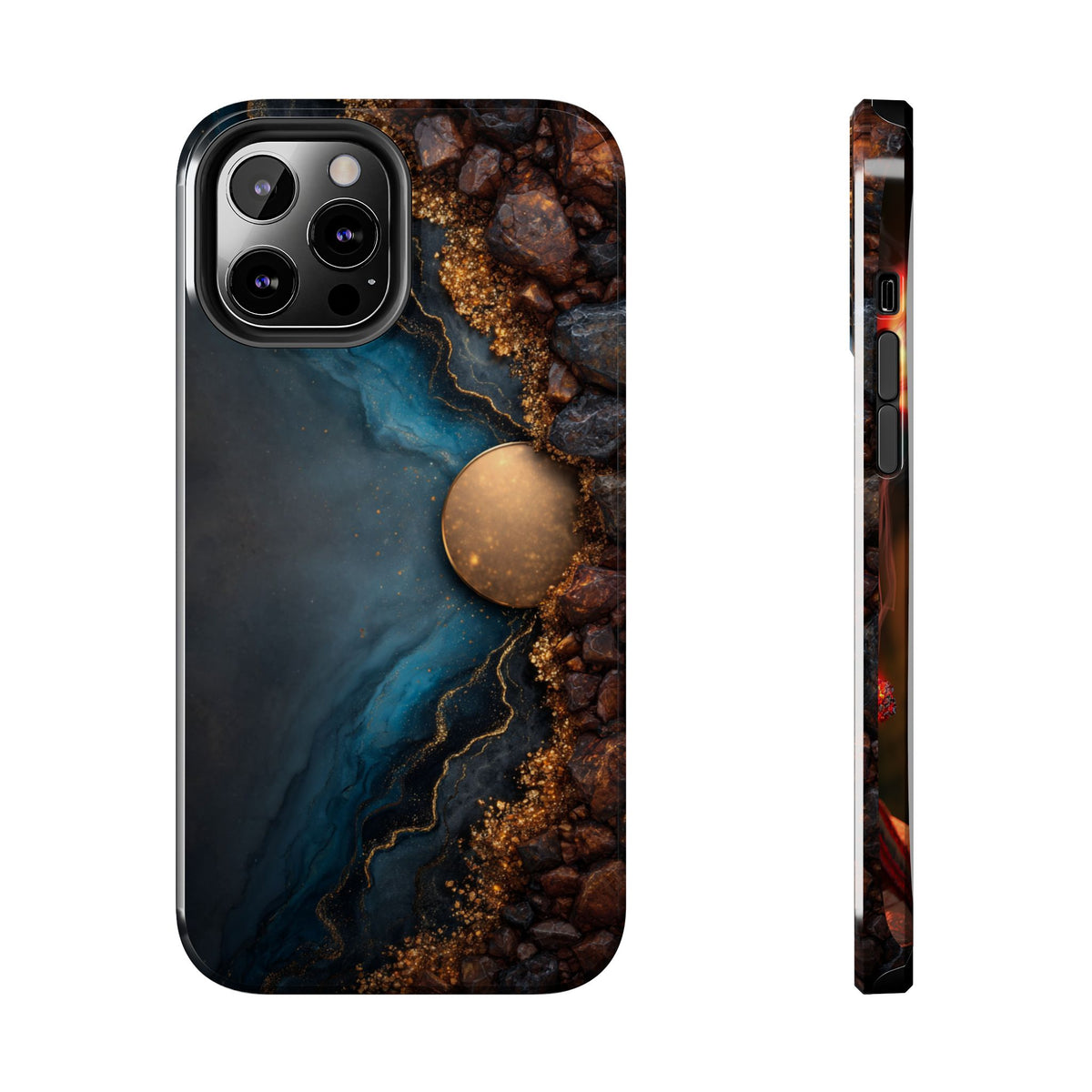 Funda Premium MINUX para iPhone y Samsung Galaxy - Dark Marble Gold 001