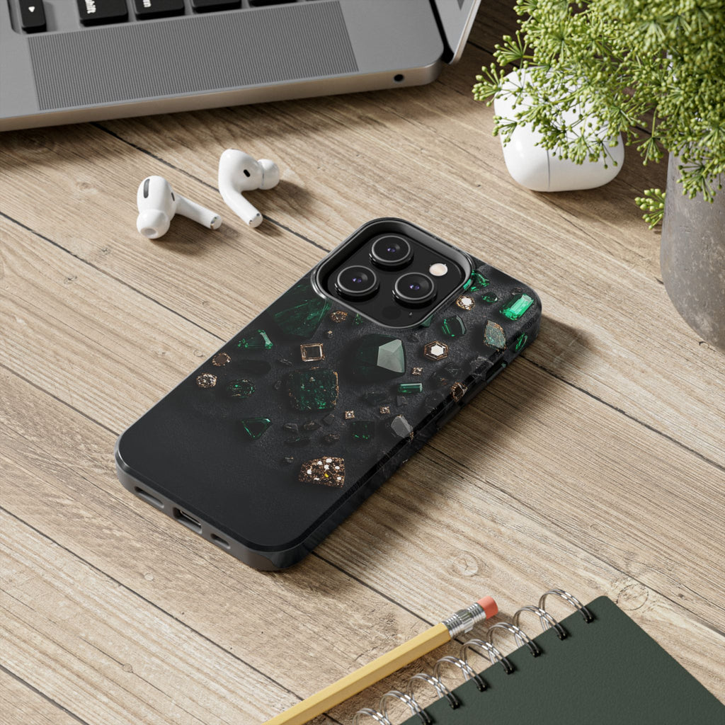 Fundas Premium MINUX para iPhone y Samsung Galaxy - Emerald Obsidian Treasure