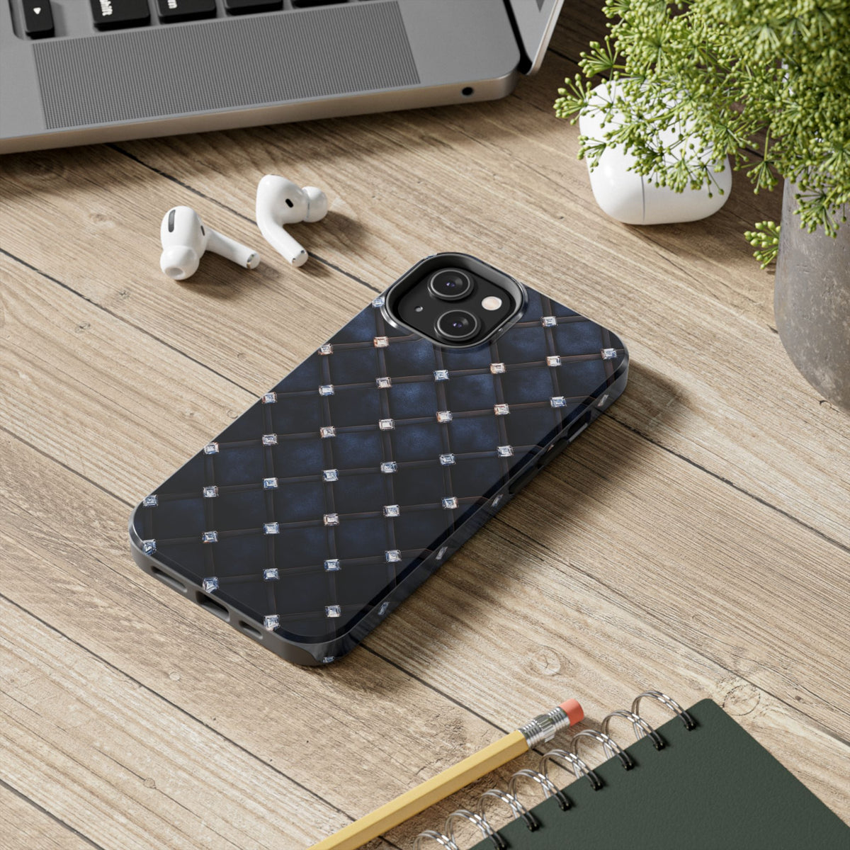 Fundas Premium MINUX para iPhone y Samsung Galaxy - Midnight Diamond Quilt