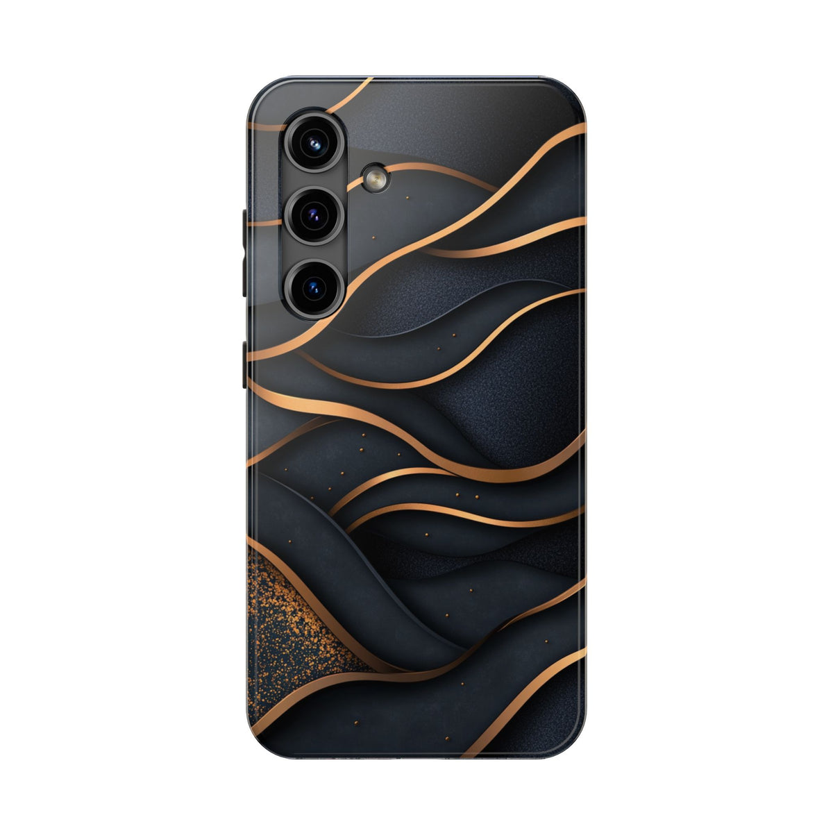 Fundas Premium MINUX para iPhone y Samsung Galaxy - Golden Wave Obsidian