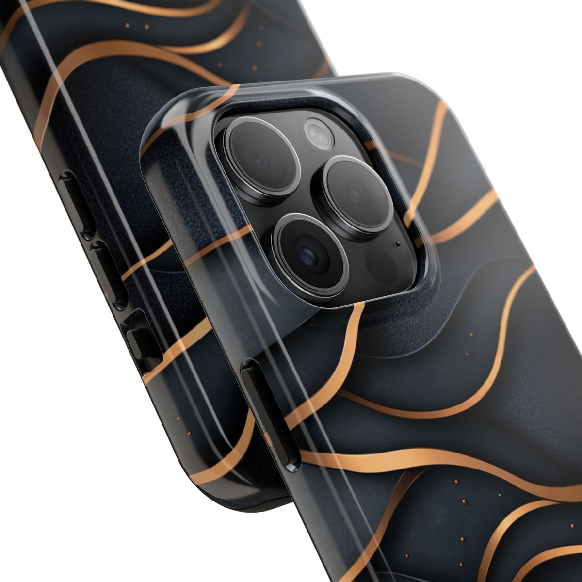 Fundas Premium MINUX para iPhone y Samsung Galaxy - Golden Wave Obsidian