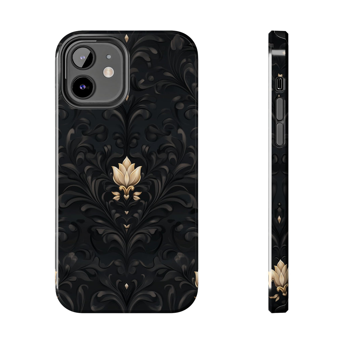 Fundas Premium MINUX para iPhone y Samsung Galaxy - Black Gold Fleur Pattern