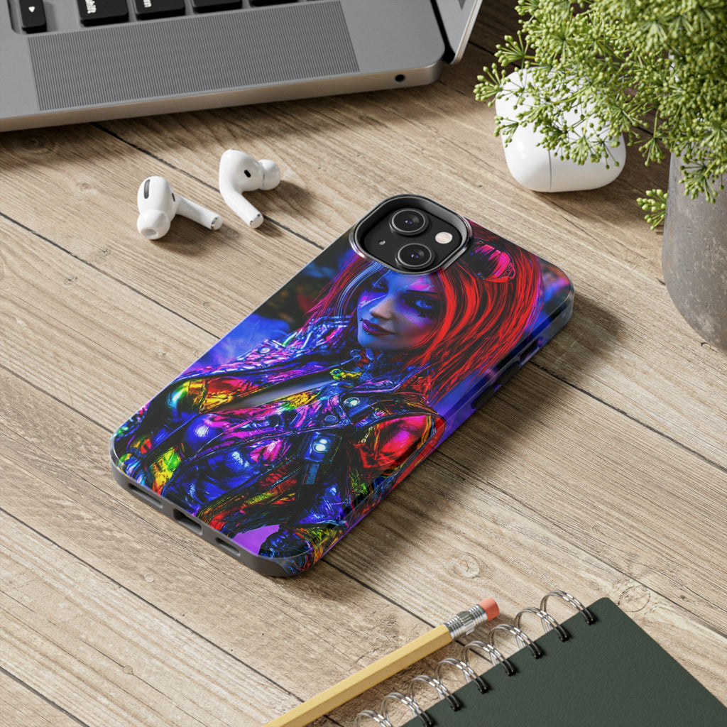 Funda Premium MINUX para iPhone y Samsung Galaxy - Cyberpunk Girl 001