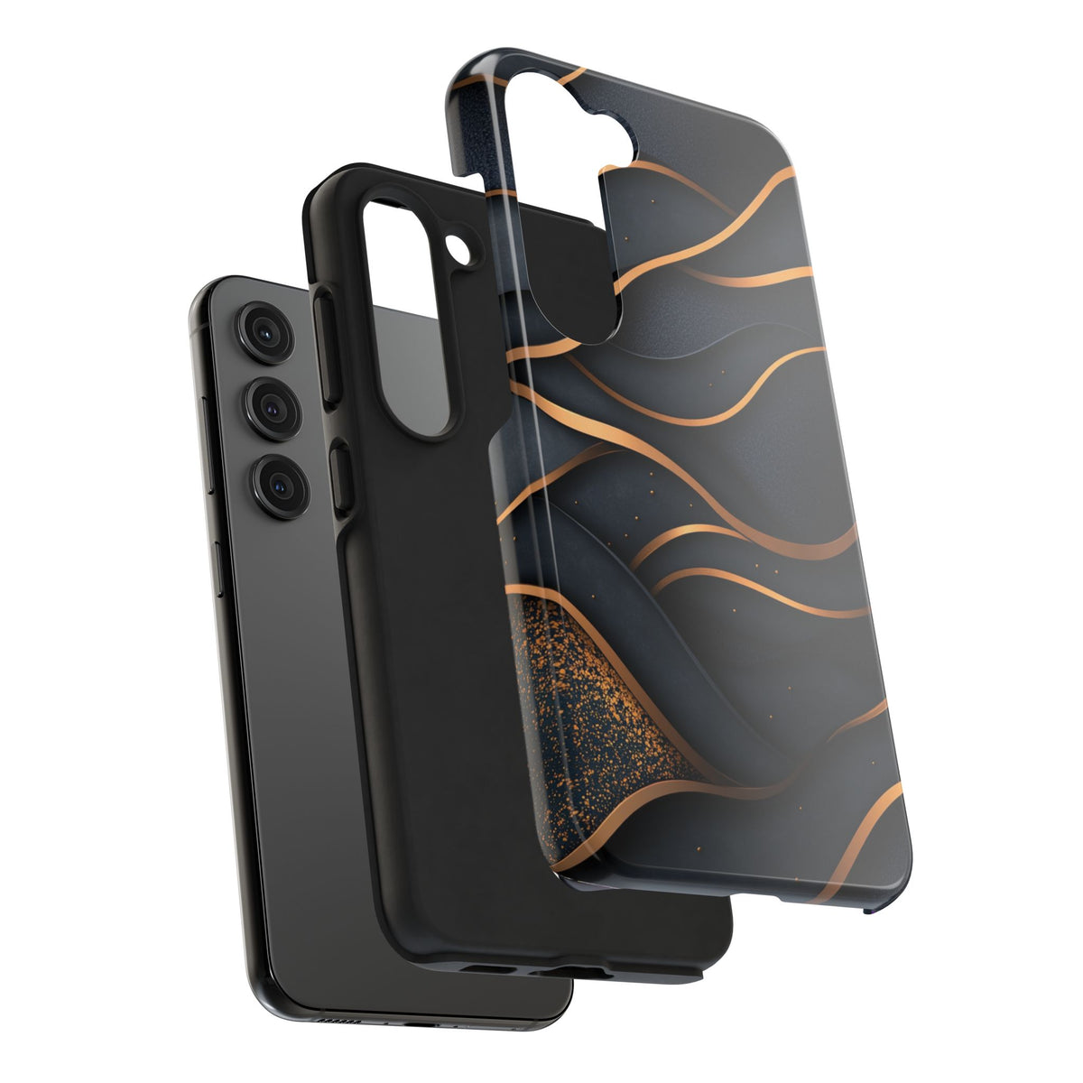 Fundas Premium MINUX para iPhone y Samsung Galaxy - Golden Wave Obsidian
