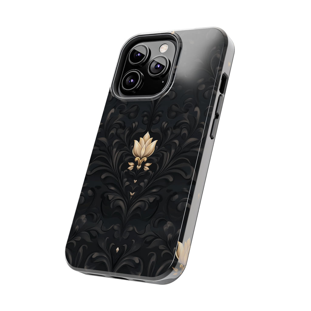 Fundas Premium MINUX para iPhone y Samsung Galaxy - Black Gold Fleur Pattern