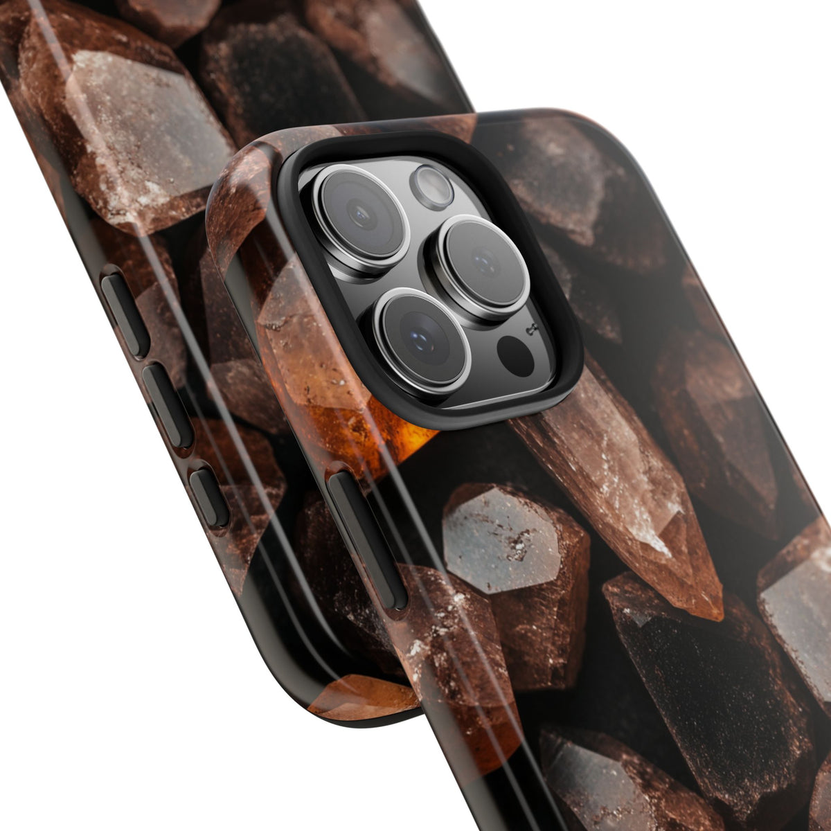 Fundas Premium MINUX para iPhone y Samsung Galaxy - Raw Amber Crystals