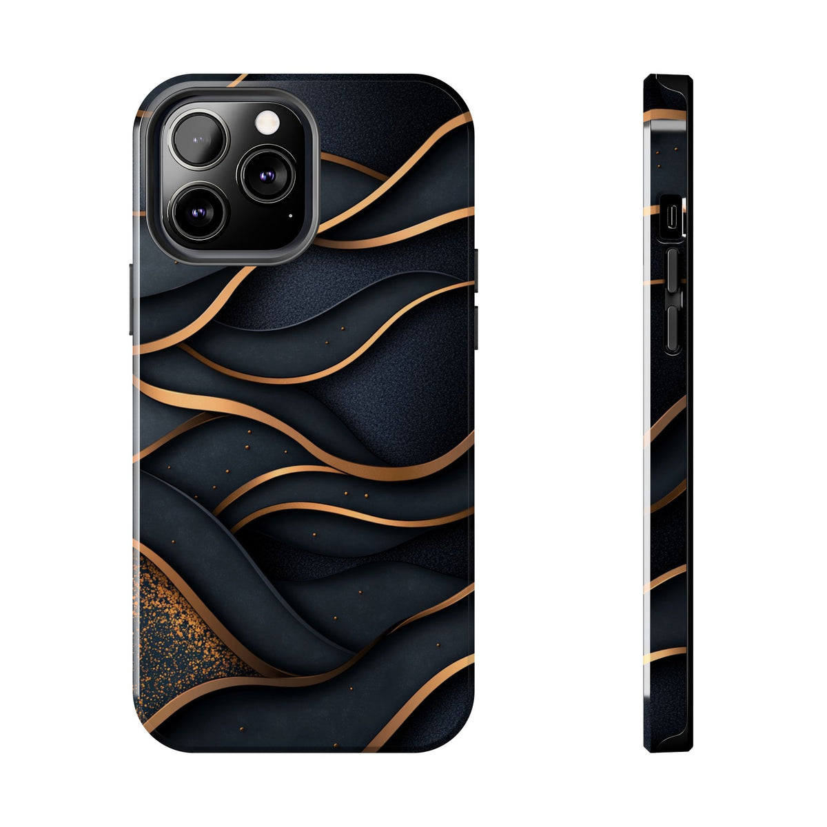 Fundas Premium MINUX para iPhone y Samsung Galaxy - Golden Wave Obsidian