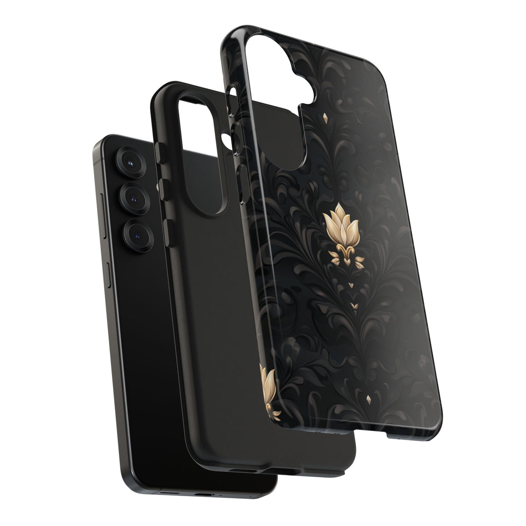 Fundas Premium MINUX para iPhone y Samsung Galaxy - Black Gold Fleur Pattern