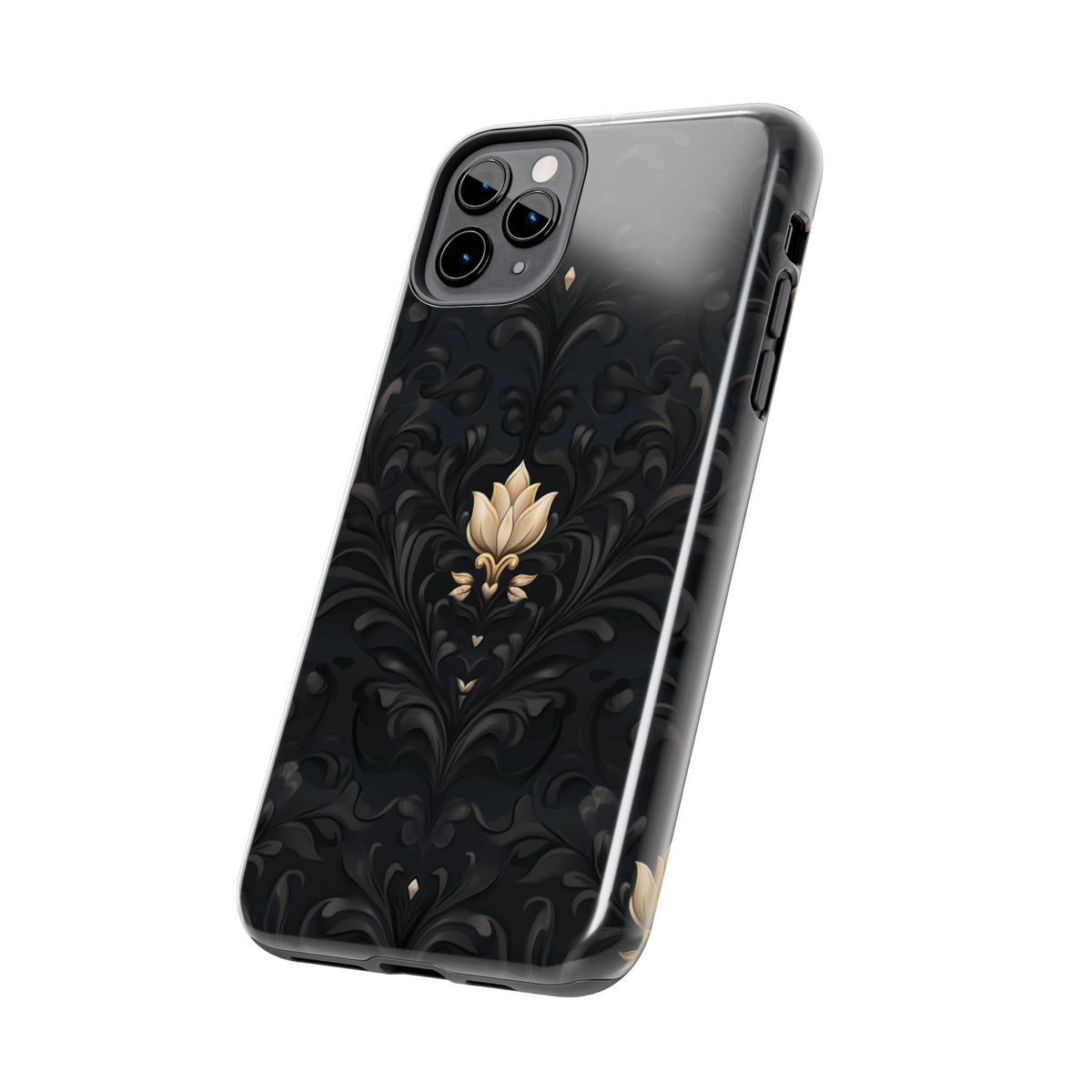 Fundas Premium MINUX para iPhone y Samsung Galaxy - Black Gold Fleur Pattern