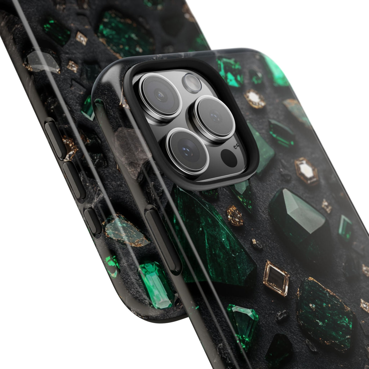 Fundas Premium MINUX para iPhone y Samsung Galaxy - Emerald Obsidian Treasure