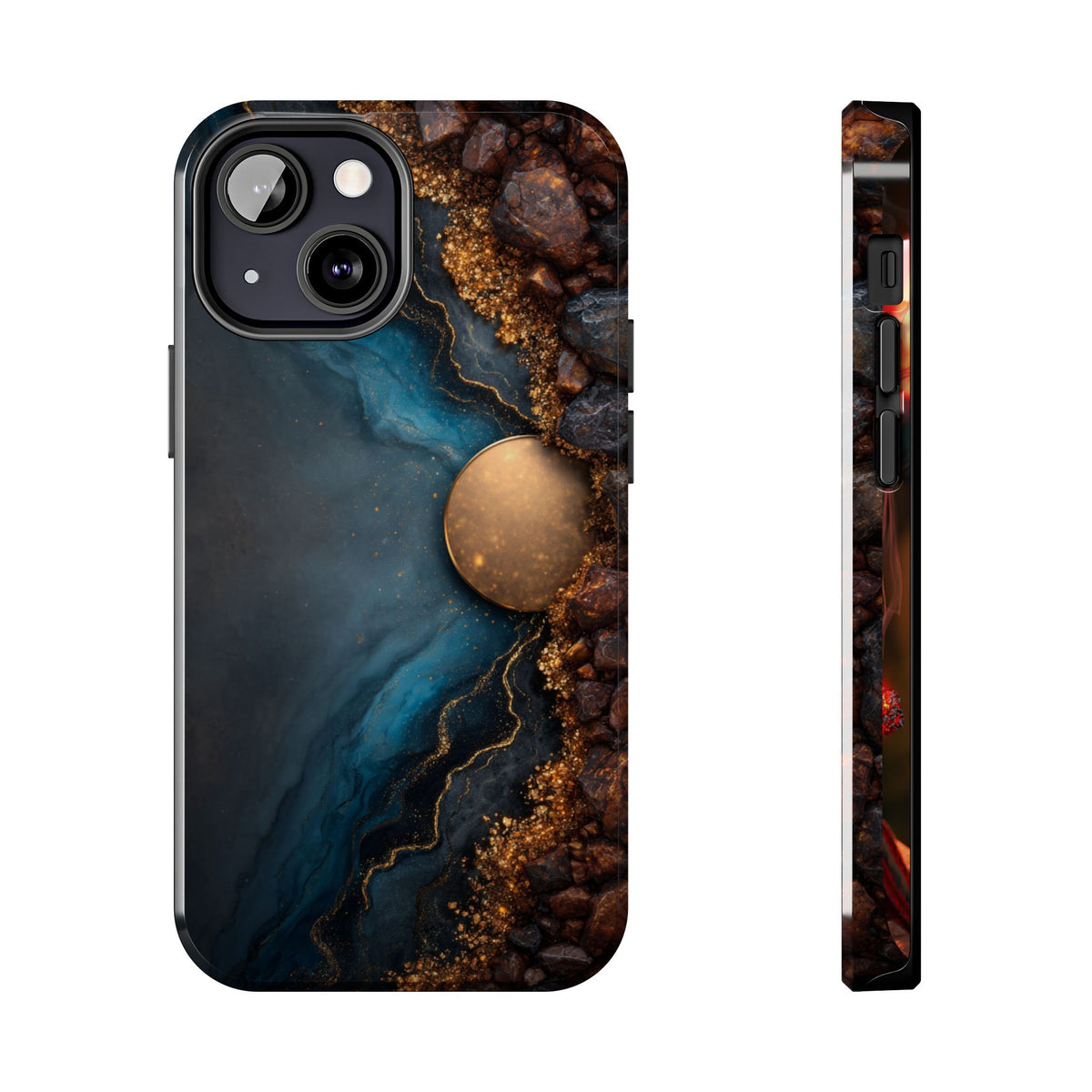 Funda Premium MINUX para iPhone y Samsung Galaxy - Dark Marble Gold 001