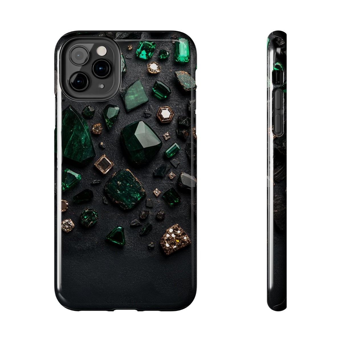 Fundas Premium MINUX para iPhone y Samsung Galaxy - Emerald Obsidian Treasure