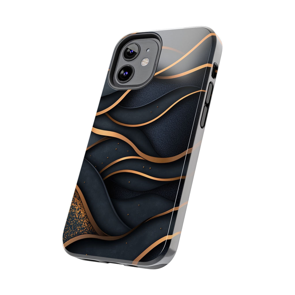 Fundas Premium MINUX para iPhone y Samsung Galaxy - Golden Wave Obsidian