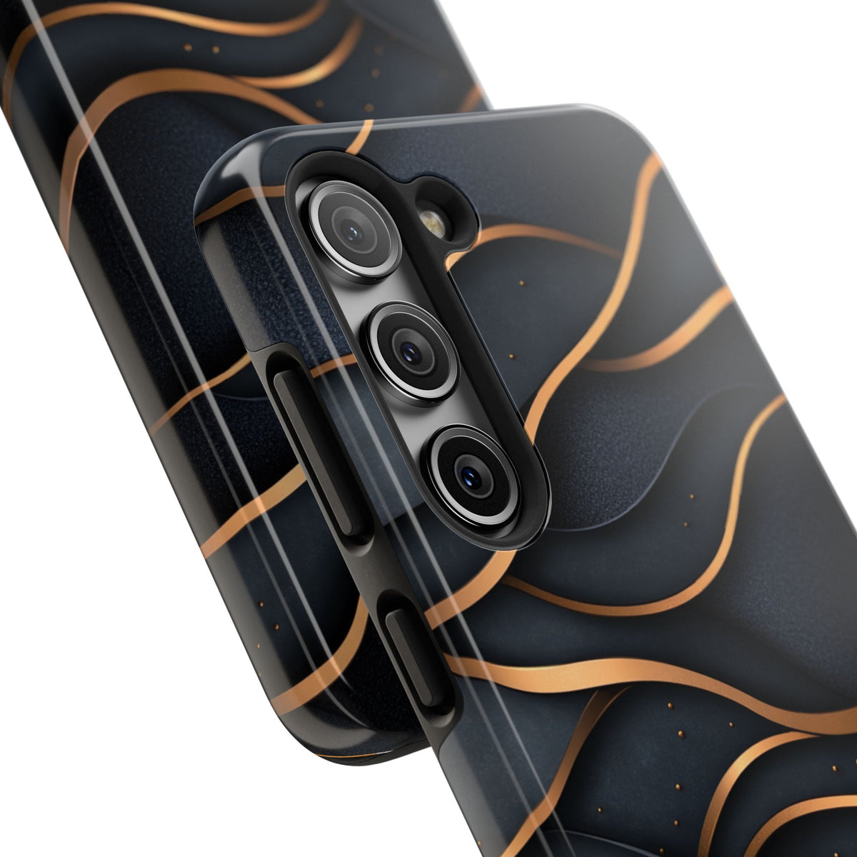 Fundas Premium MINUX para iPhone y Samsung Galaxy - Golden Wave Obsidian