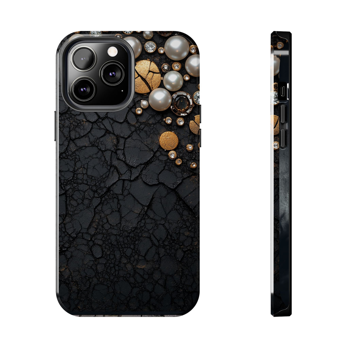 Fundas Premium MINUX para iPhone y Samsung Galaxy - Black Gold Pearl Veins